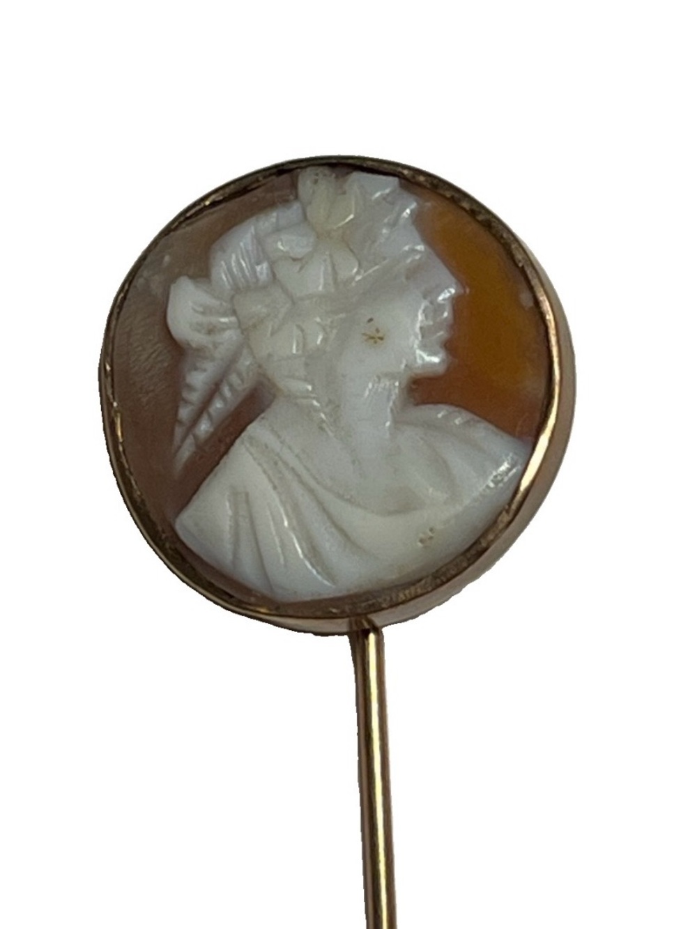 Edwardian-Era Antique Cameo Stick Pin - History in Description